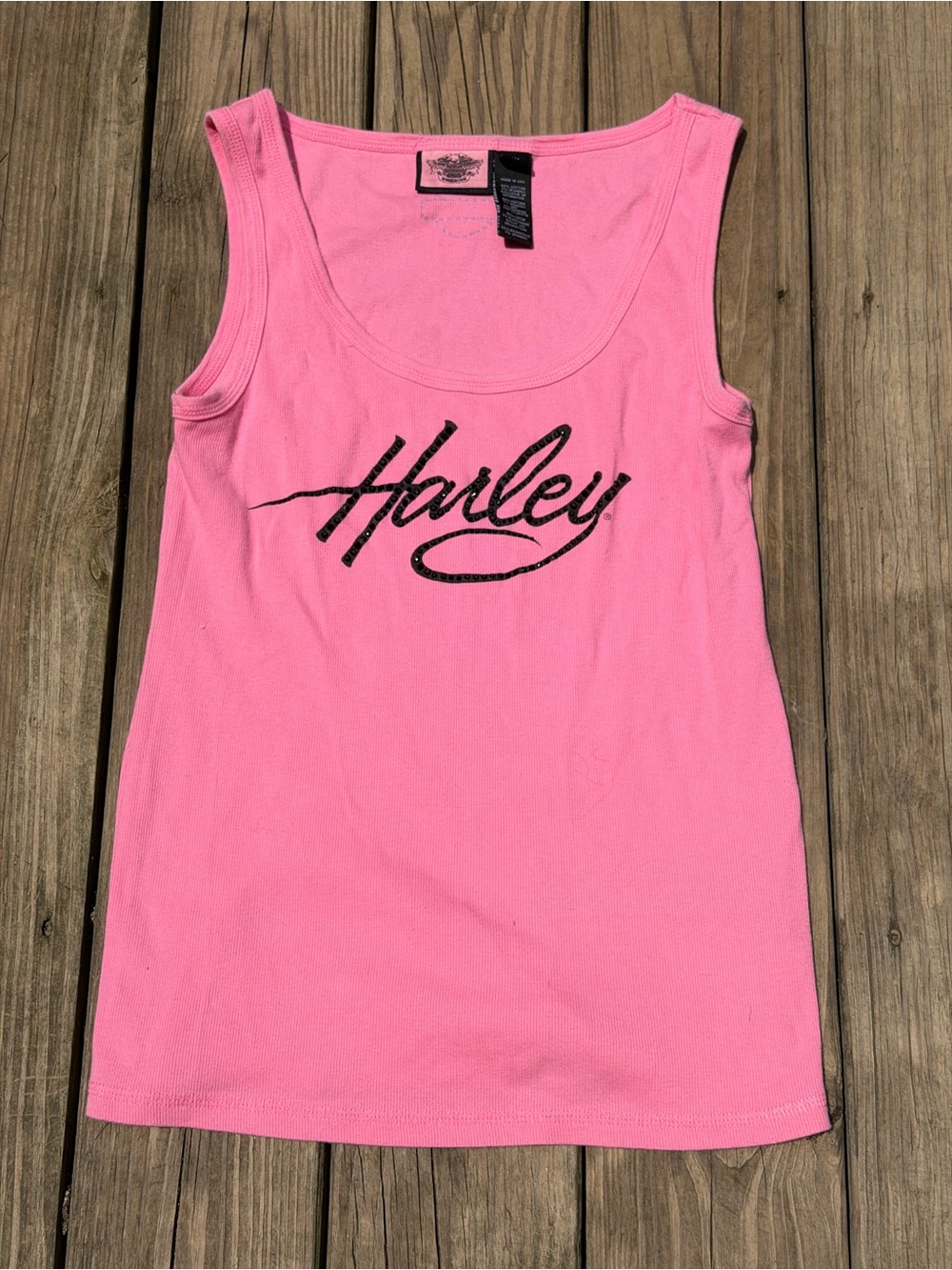 Harley Davidson Women's Pink Tank with Script Logo
